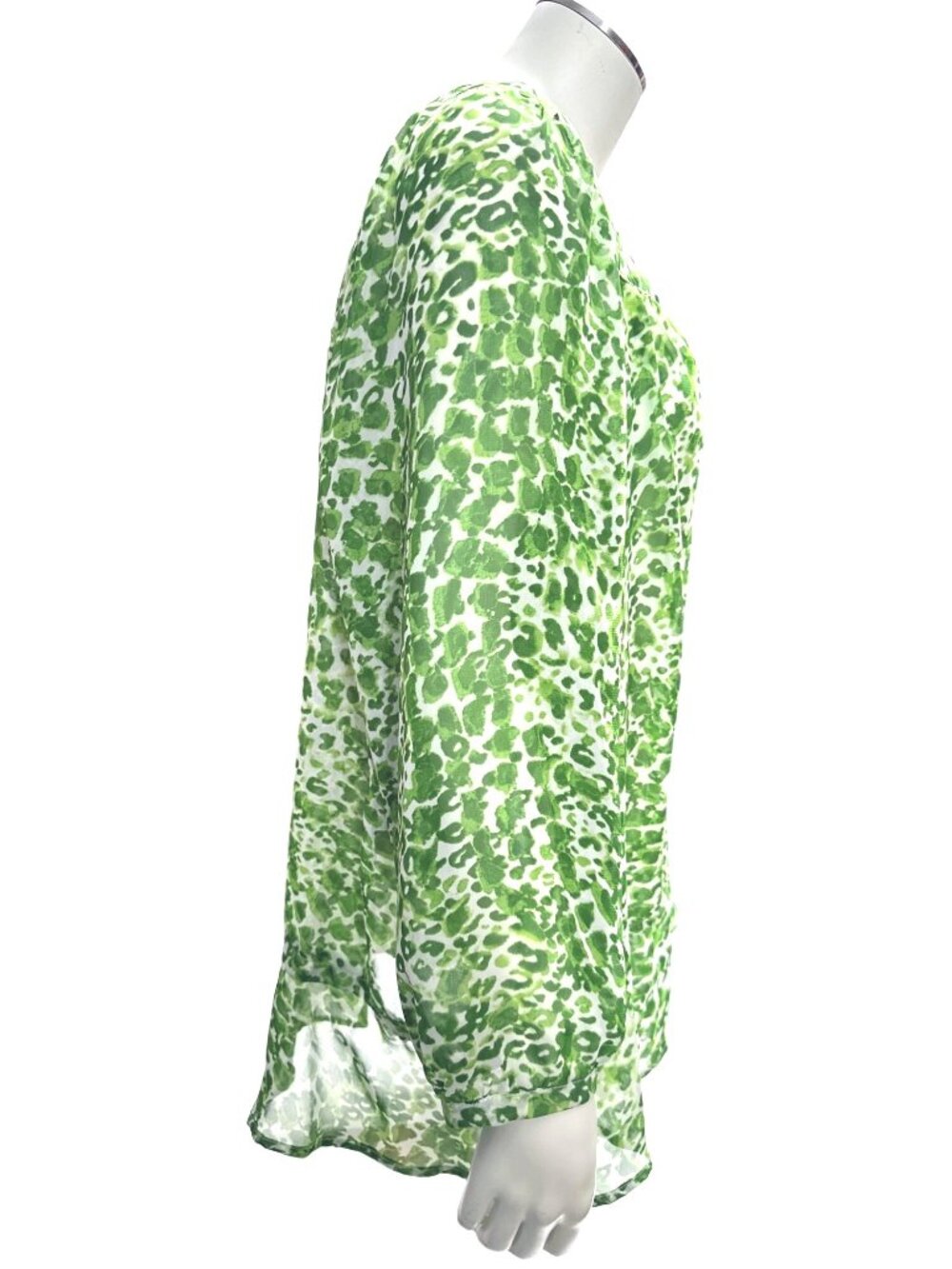 Apt 9 XL Green White Animal Print Sheer Tunic Blouse Resortcore Boho Flowy Style - Picture 5 of 12